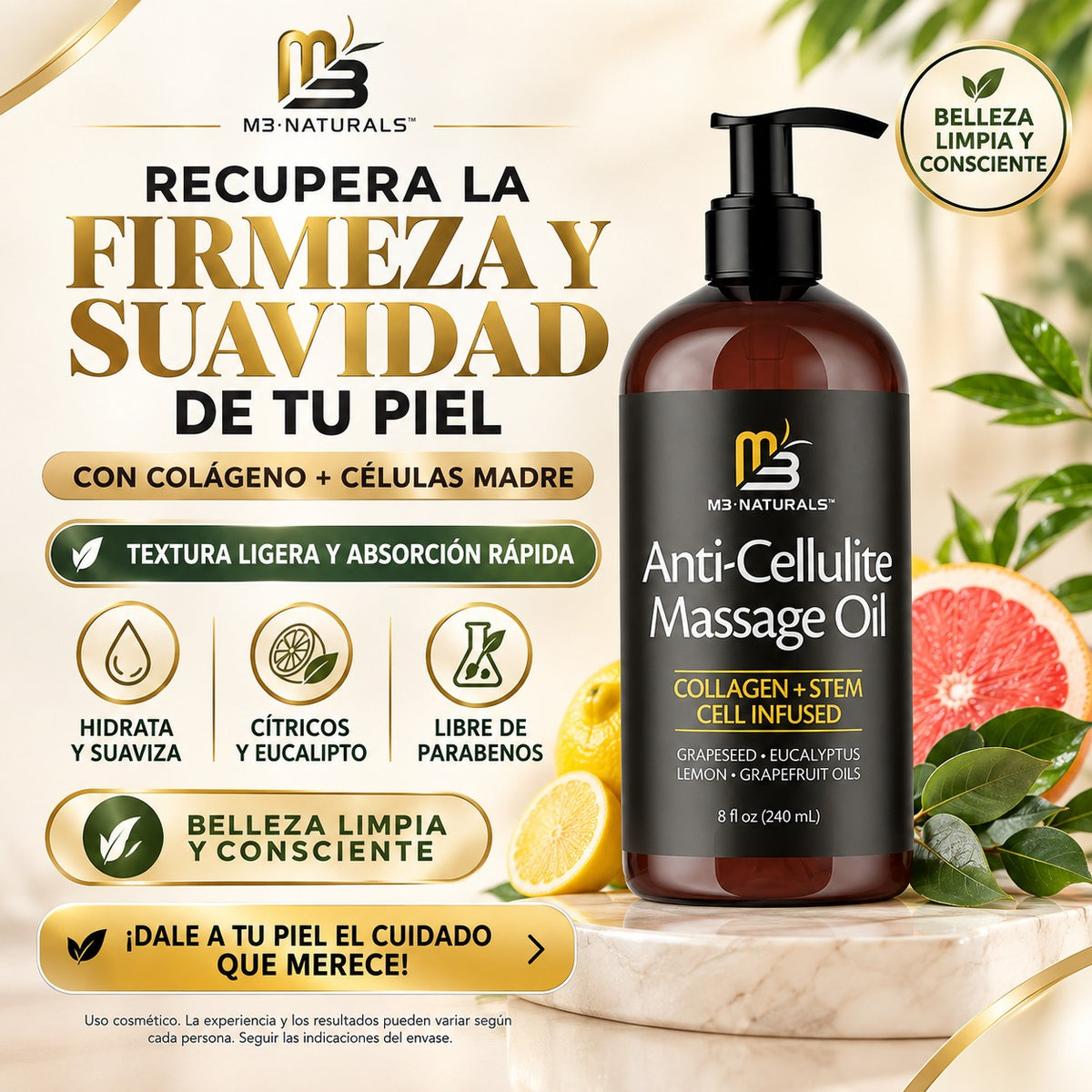 La Crema anticelulitis que nutre la piel y ayuda a mejorar su textura progresivamente de forma natural.