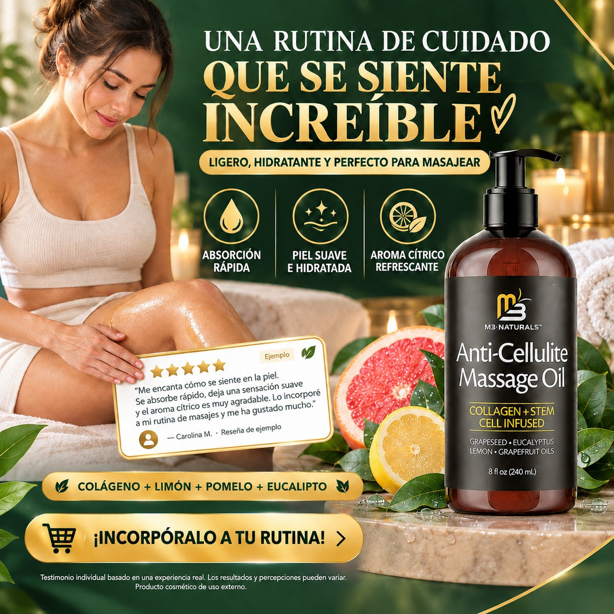 La Crema anticelulitis que nutre la piel y ayuda a mejorar su textura progresivamente de forma natural.