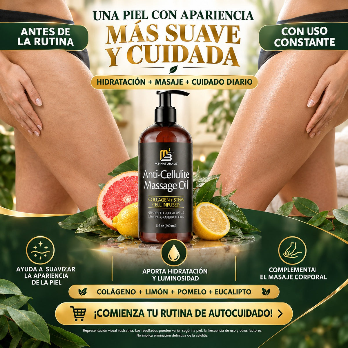 La Crema anticelulitis que nutre la piel y ayuda a mejorar su textura progresivamente de forma natural.