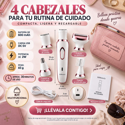 La depiladora portátil con cabezales intercambiables que cuida cada detalle de tu rutina personal diaria.