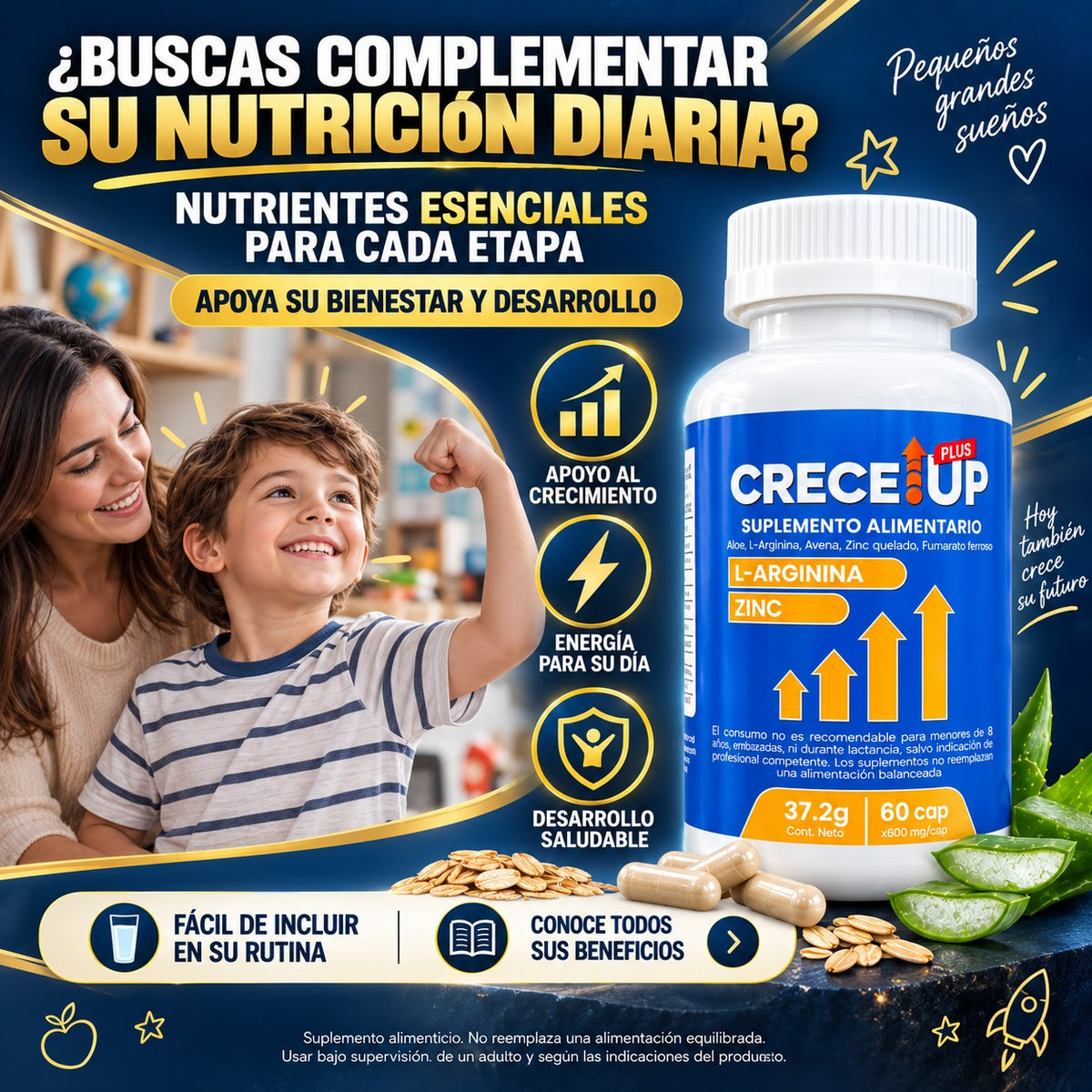 El suplemento con nutrientes esenciales que apoya el crecimiento, la energía y el desarrollo infantil saludable.